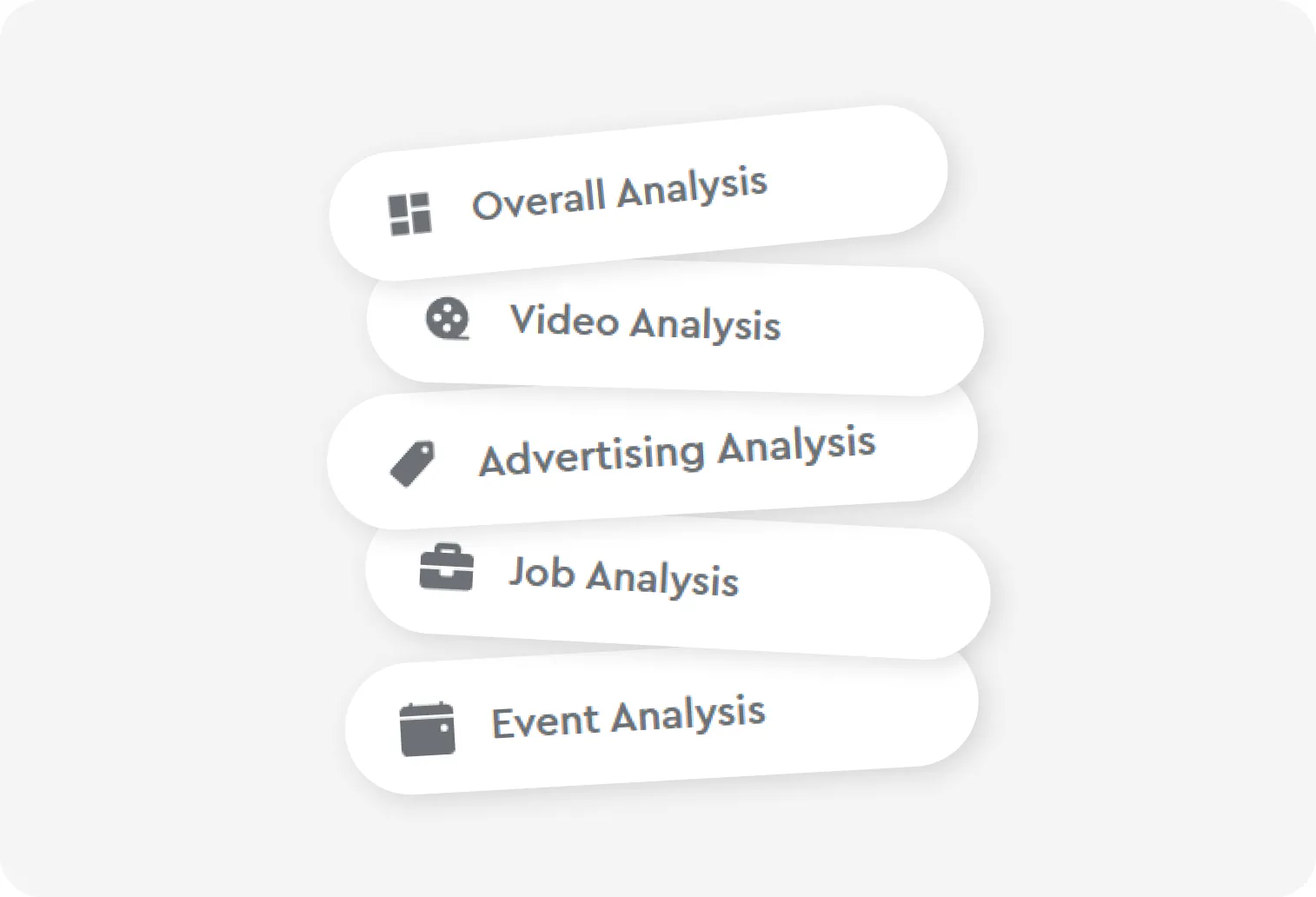 Analytics modules: Overall, Video, Advertising, Job and Event Analysis