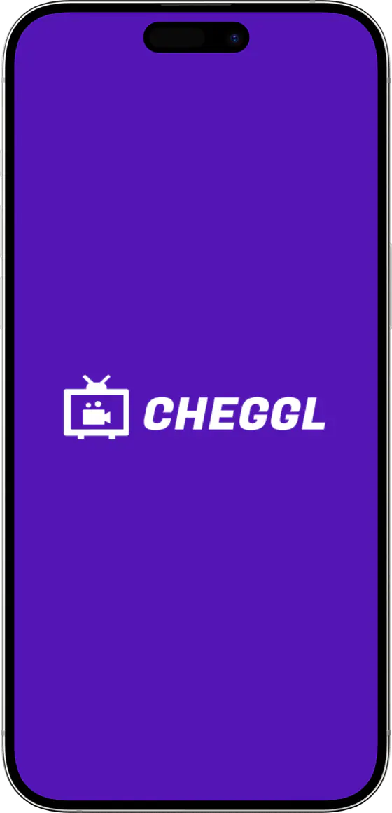 Cheggl splash screen with the white logo on violet