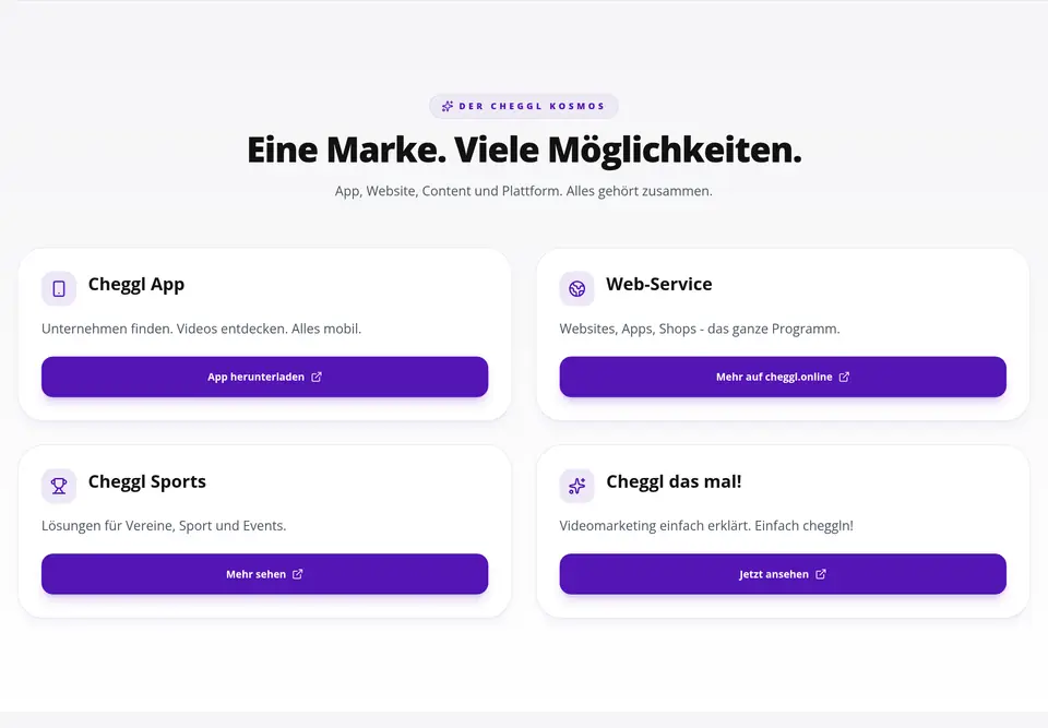 The “Eine Marke, viele Möglichkeiten” part of the cheggl.info home page