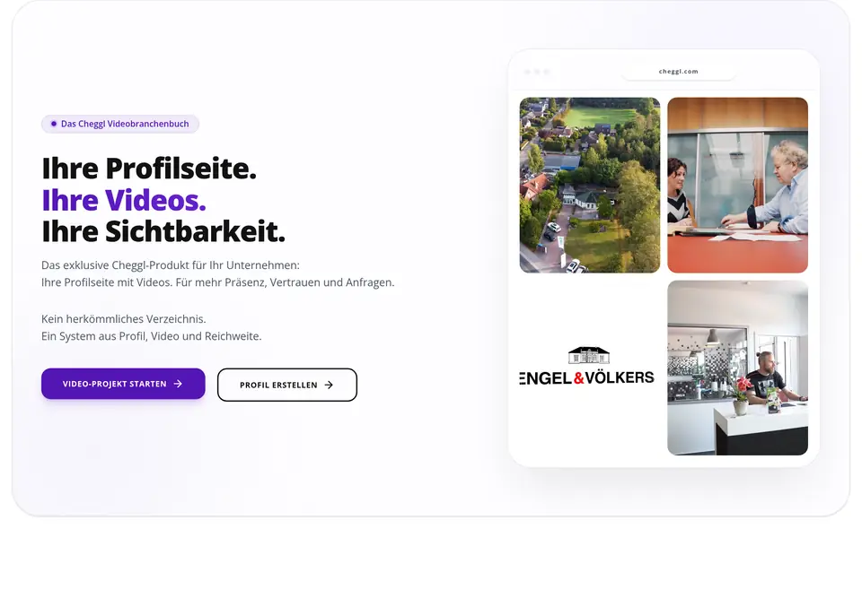 The “Profilseite” part of the cheggl.info home page