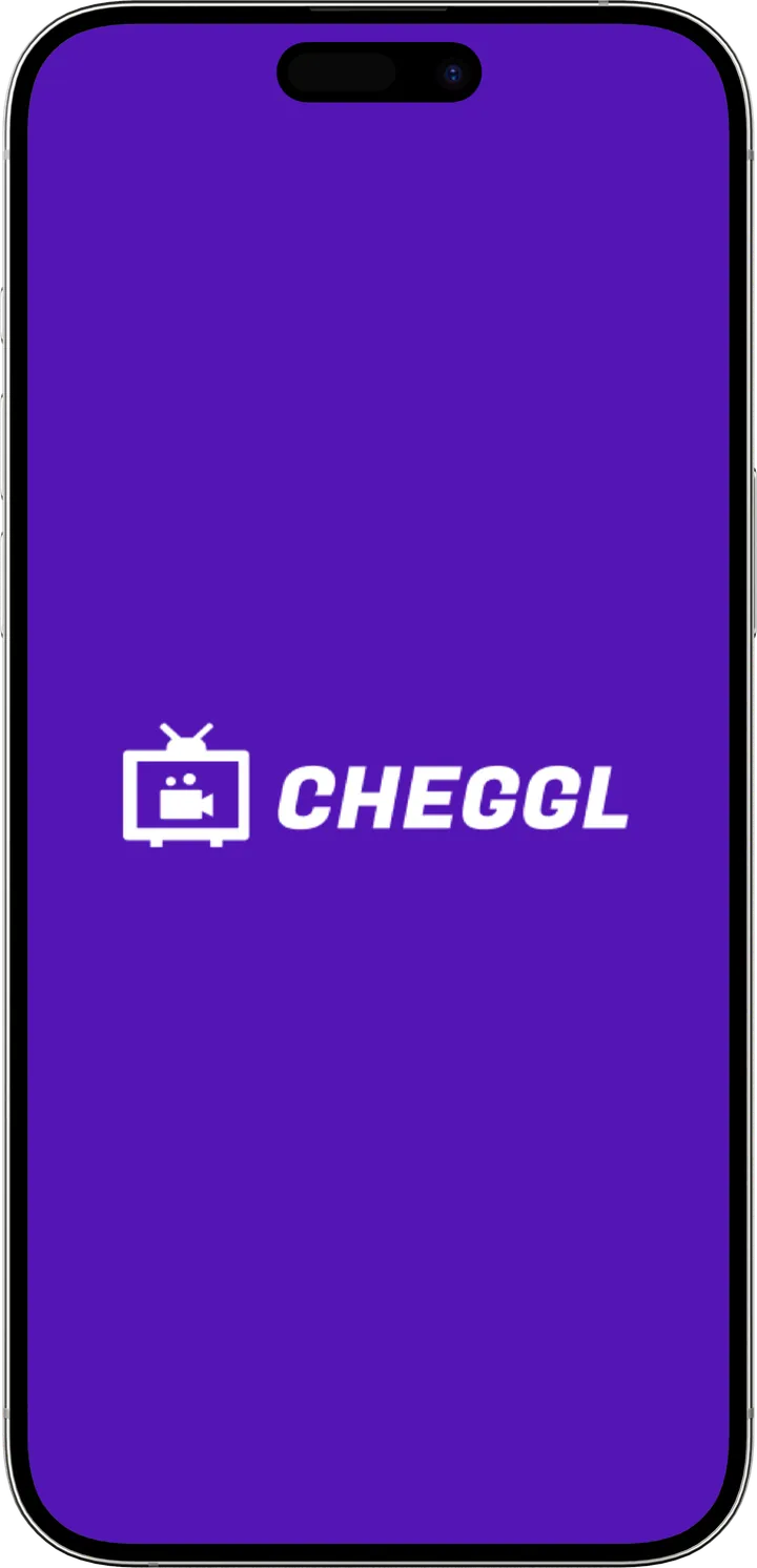 Cheggl splash screen with the white logo on violet