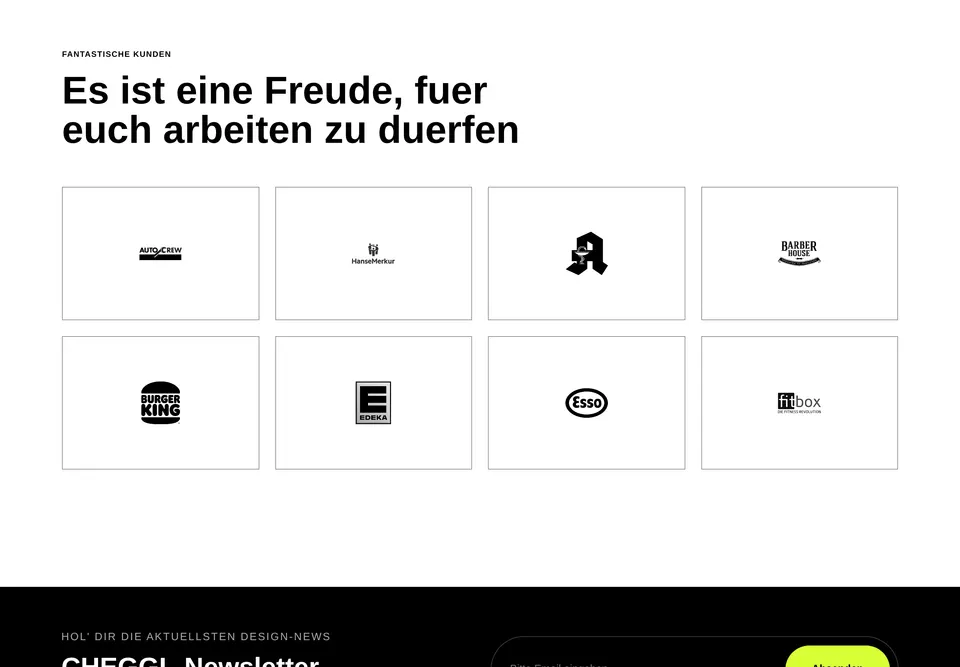 The “Clients” part of the Deutsch cheggl.online home page