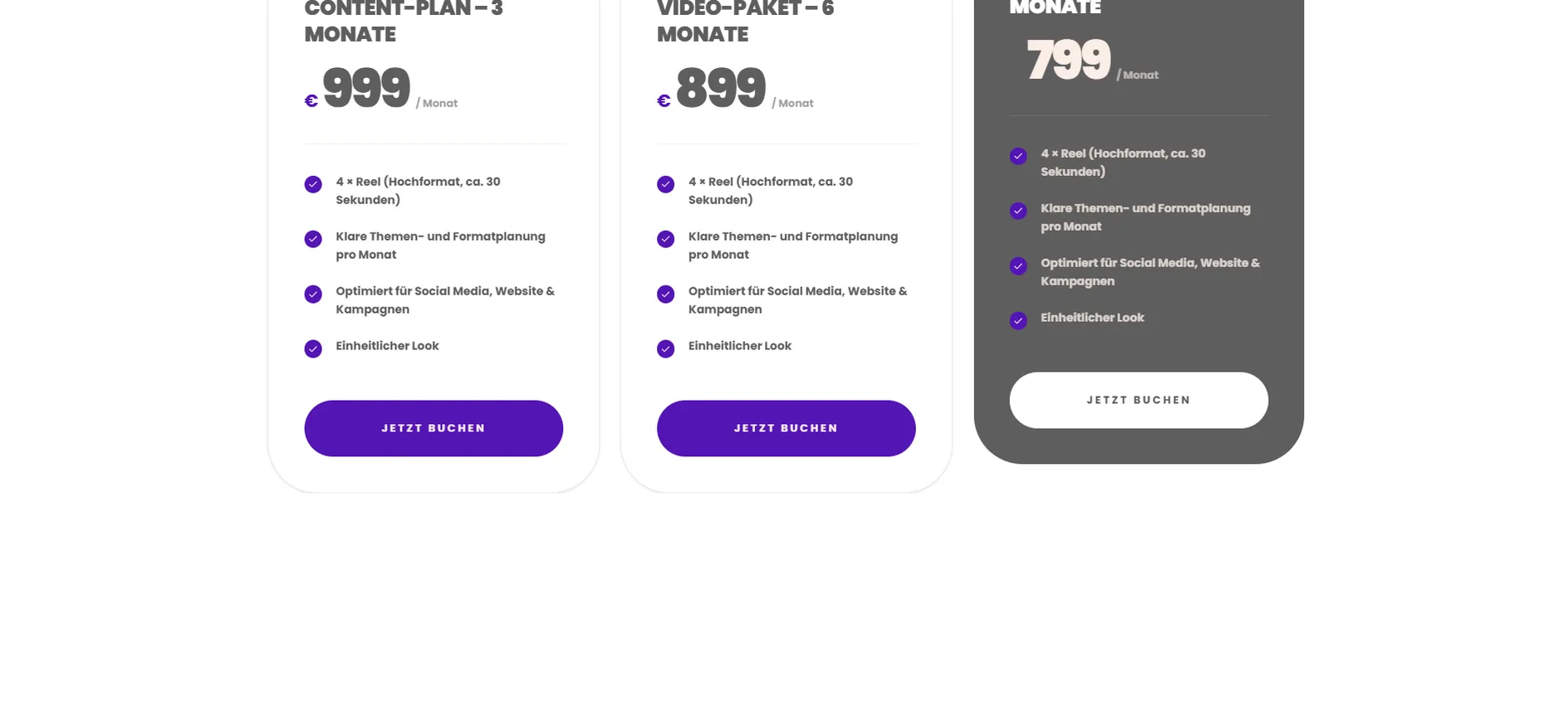 Three subscription cards for 3, 6 and 12 months, each with its monthly price, with the 12-month plan highlighted