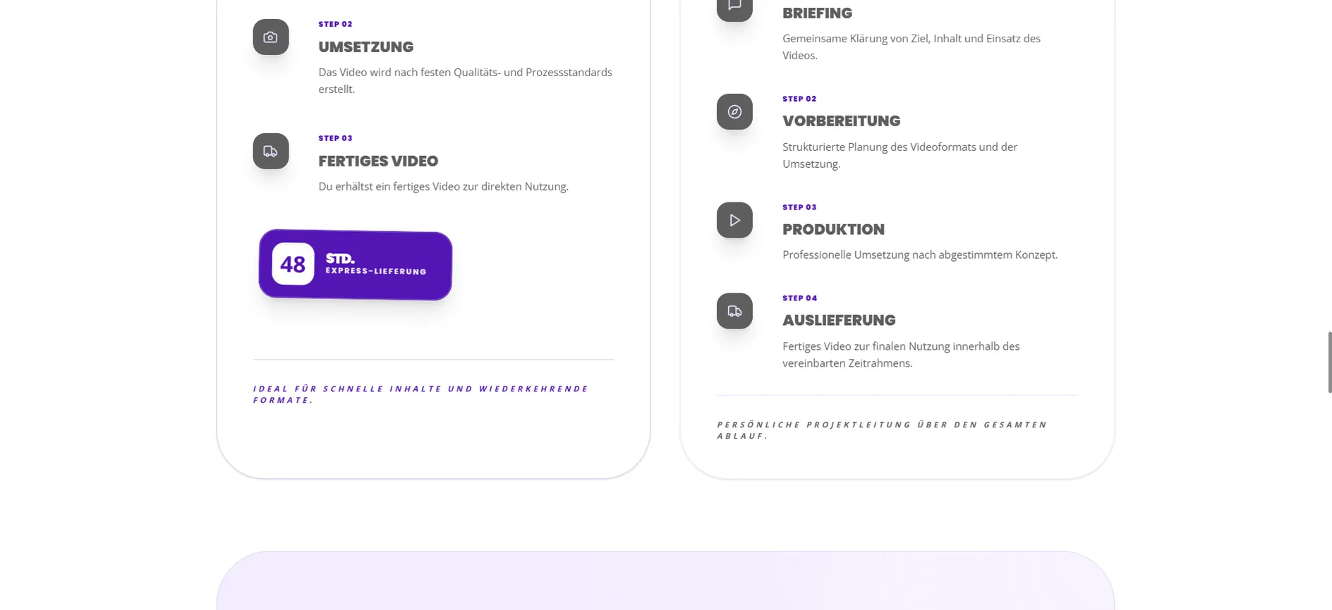 Step lists for both production routes, with a 48-hour express delivery badge