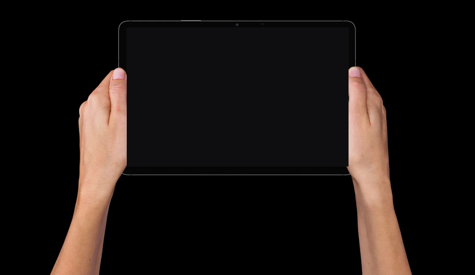 Two hands holding up a tablet that boots on the new Allen Fitness logo and then shows the live Fitness Sportswear store: the home page, new arrivals and gym leggings