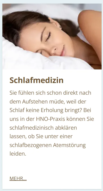 Schlafmedizin treatment card: a woman sleeping peacefully