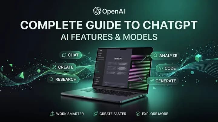 Cover art for the Complete Guide to ChatGPT: AI features and models